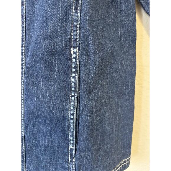Quacker Factory Jean Jacket Rhinestone‎ Embellished Blue Small NWT Casual Wear - Picture 3 of 9